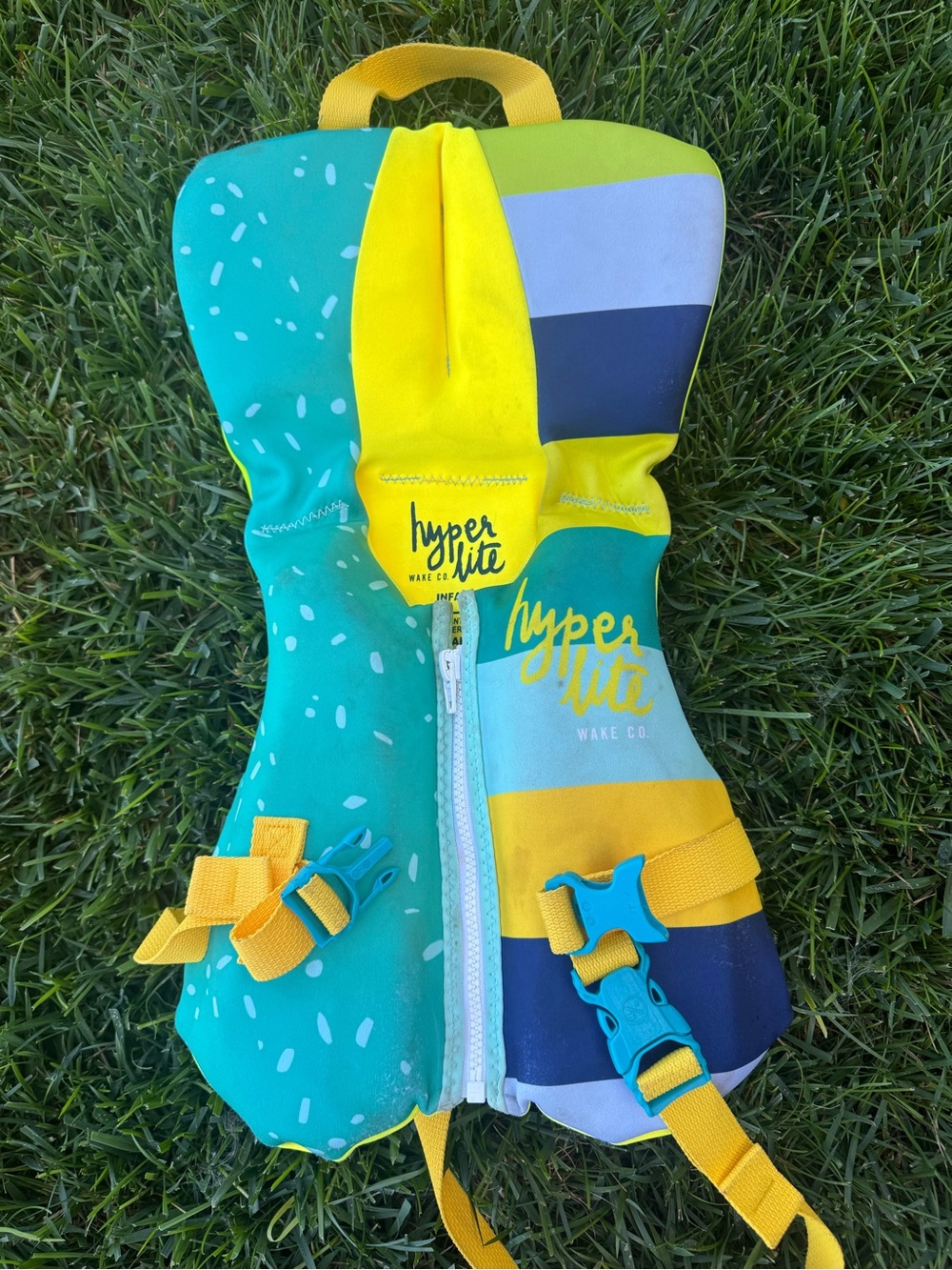 Hyperlite Kids' Yellow & Teal Swim Vest - Zipper Front Coverup